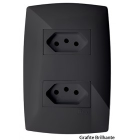 Conjunto Tomada Dupla 10A 4x2 - (HOME PRETO GRAFITE)